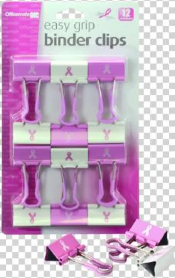 Breast Cancer Awareness Easy Grip Binder Clips - Officemate Breast Cancer Awareness Medium Easy Grip