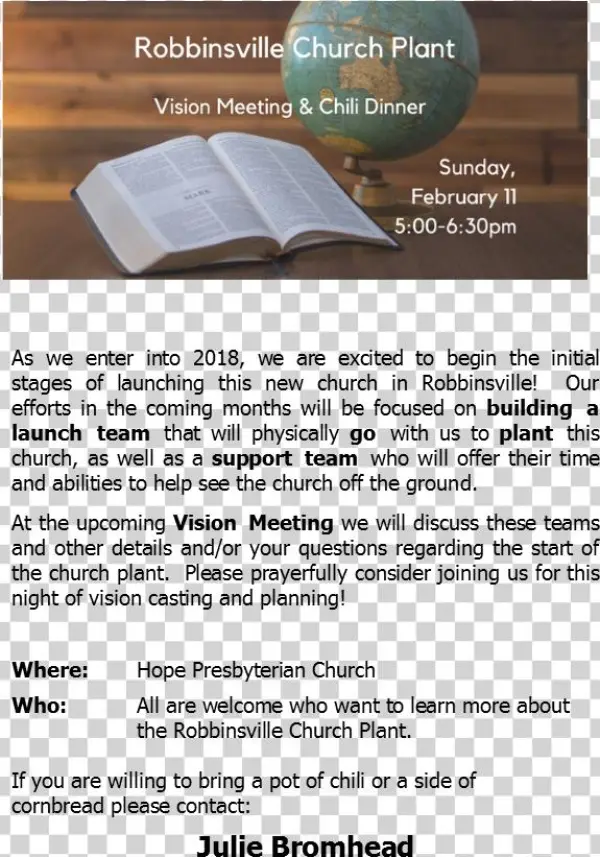 Robbinsville Church Plant Insert For Webpage - Brochure