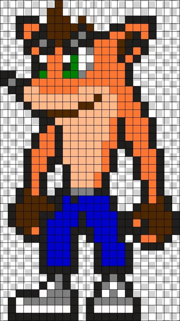 Crash Bandicoot Perler Bead Pattern