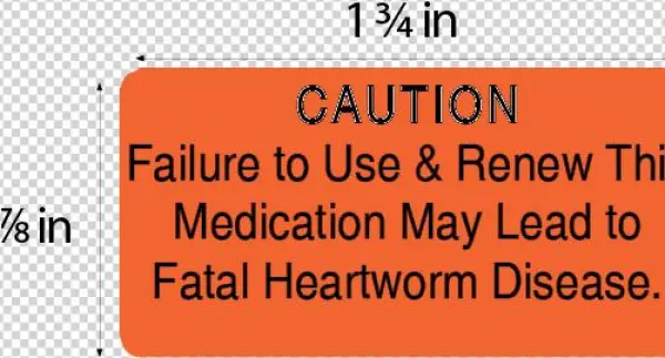 Heartworm Warning Label 1 5/8" X 7/8" - Metal