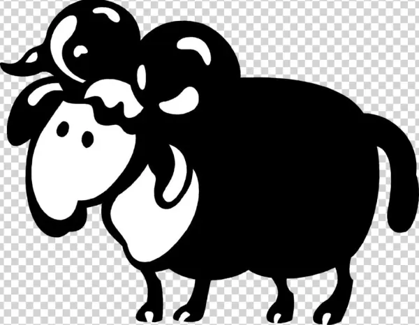 Vector Illustration Of Mountain Goat Ram With Horns - Cartoon