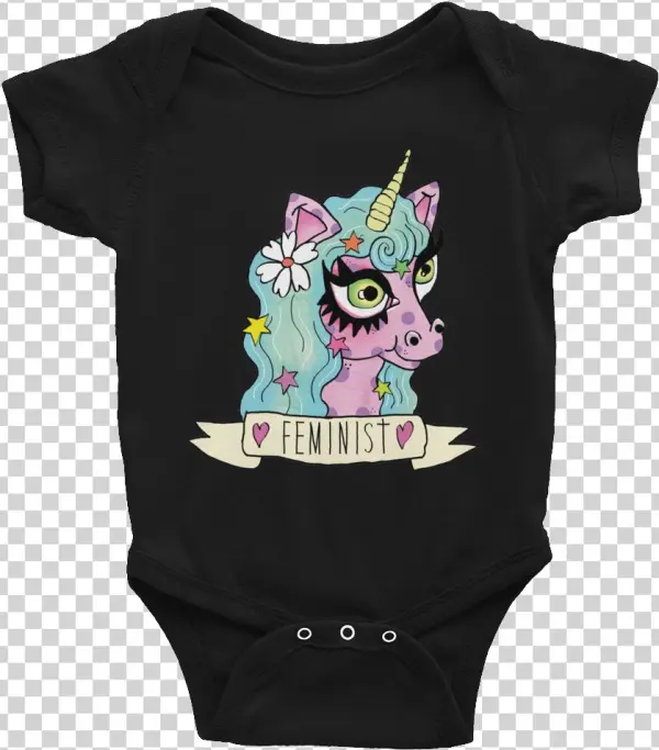 Feminist Unicorn Baby Onsie - Tractor (pink) Short-sleeve Onesie | Farm Life Onesie
