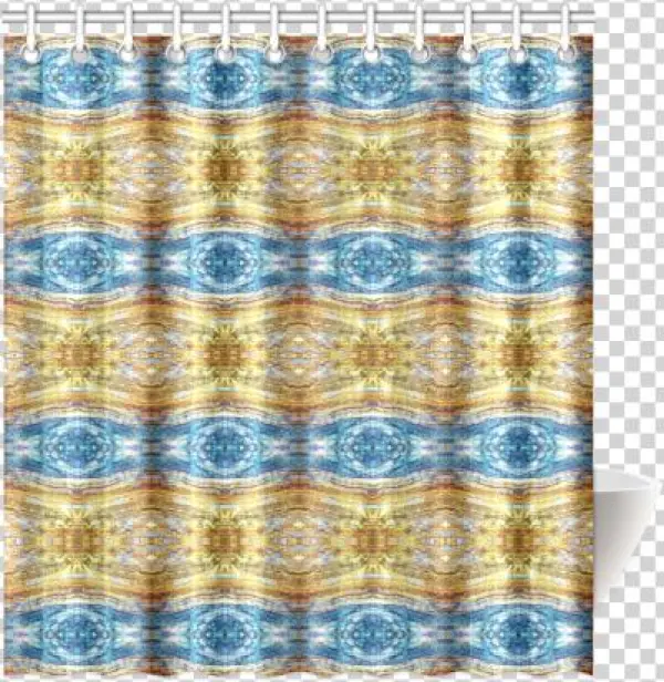 Gold And Blue Elegant Pattern Shower Curtain - Linen