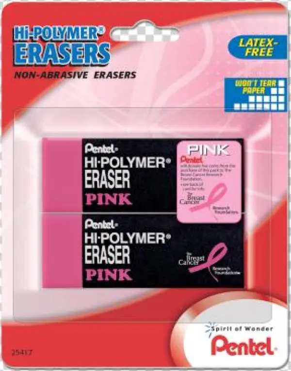 Hi-polymer® Block Eraser Large Pink, 2 Pack - Pentel Hi-polymer Block Eraser Pink, Large, 2 Pack