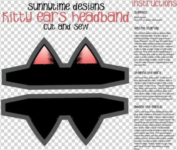 Kitty Ears Cut N Sew Fabric By Sunnytime On Spoonflower