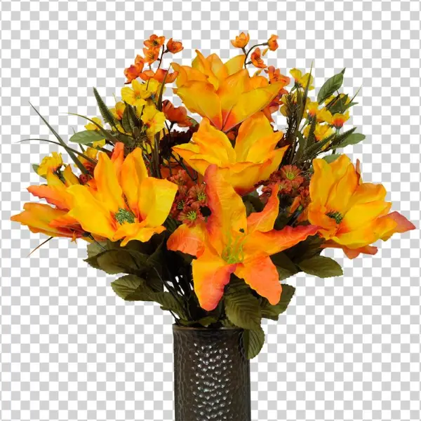 Orange Magnolia & Orange Stargazer Lily - Ruby's Silk Flowers Orange Magnolia Orange Stargazer
