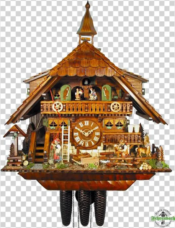 Relógio Cuco, Floresta Negra, Bavaria - Cuckoo Clock - August Schwer Chalet Style 8 Day Pony