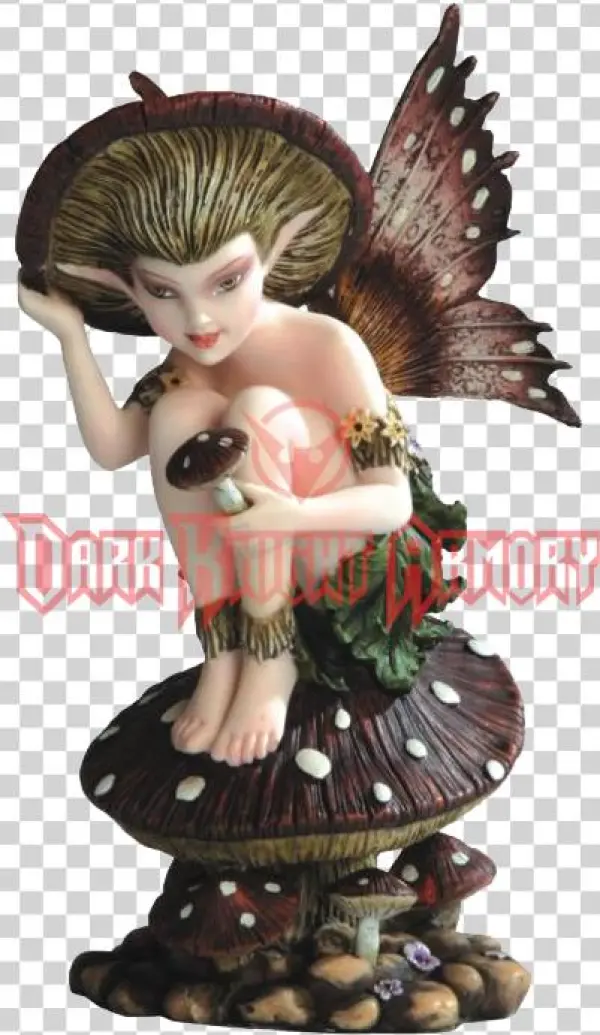 Toadstool Forest Pixie Statue - Stealstreet Brown Mushroom Forest Fairy Sitting Figurine,