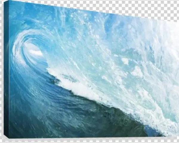 Blue Ocean Wave Canvas Print - Printscapes Wall Art: 36" X 24" Canvas Print With Black