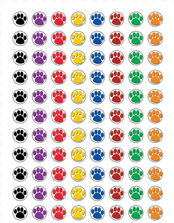 Colorful Paw Prints Mini Stickers Alternate Image A - 20 Pack Teacher Created Resources Colourful Paw Prints