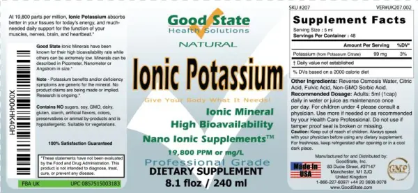 Good State - Good State - Liquid Ionic Minerals Potassium (48 Days