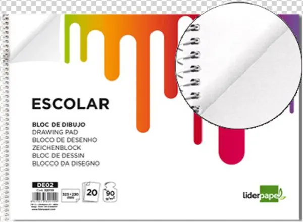 Información Bloc Dibujo Escolar Sin Recuadro - Tamaño Bloc De Dibujo