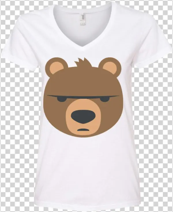 Big Bear Emoji Ladies' V Neck T Shirt - Emoji Notebooks: Angry Bear Emoji Back To School Notebooks