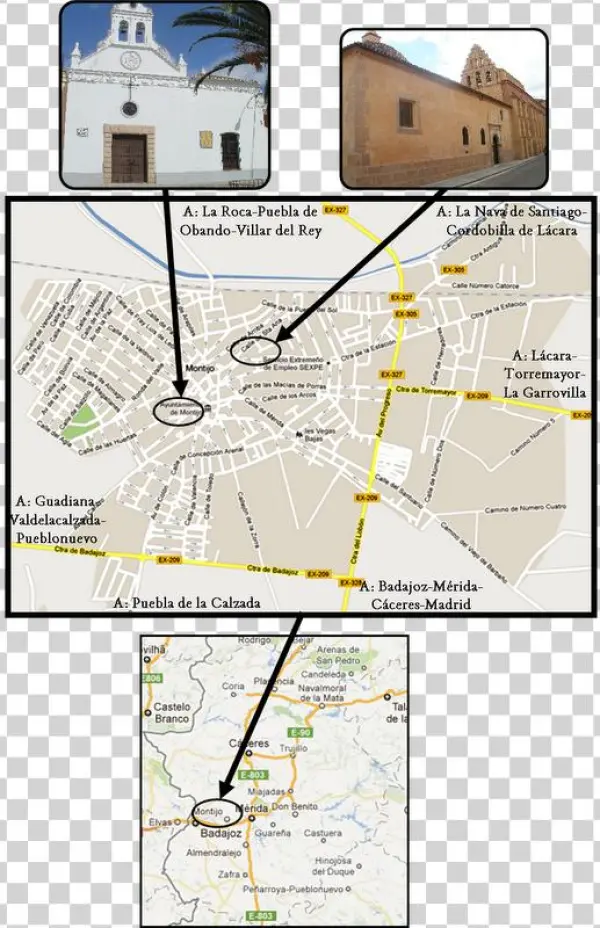 Situación De Montijo Y De La Ermita De Jesús Y El Convento - Diagram