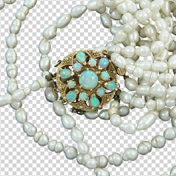 14k Gold Opal Clasp With Fresh Water Pearl Necklace