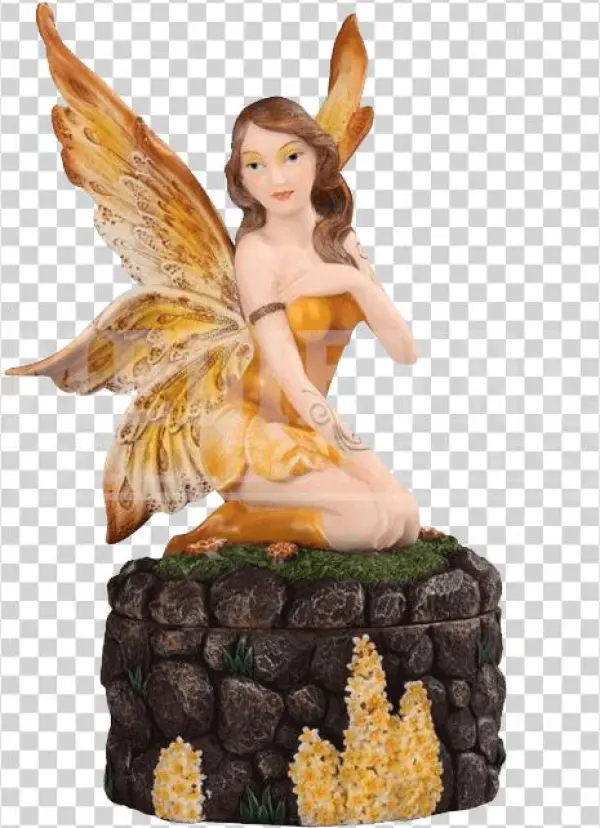 Yellow Fairy On Trinket Box - Figurine