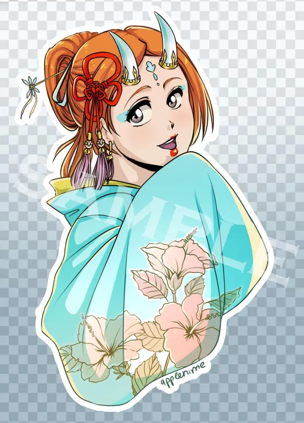 “demon Orihime Sticker Inspired By New Bbs Characters - Cartoon