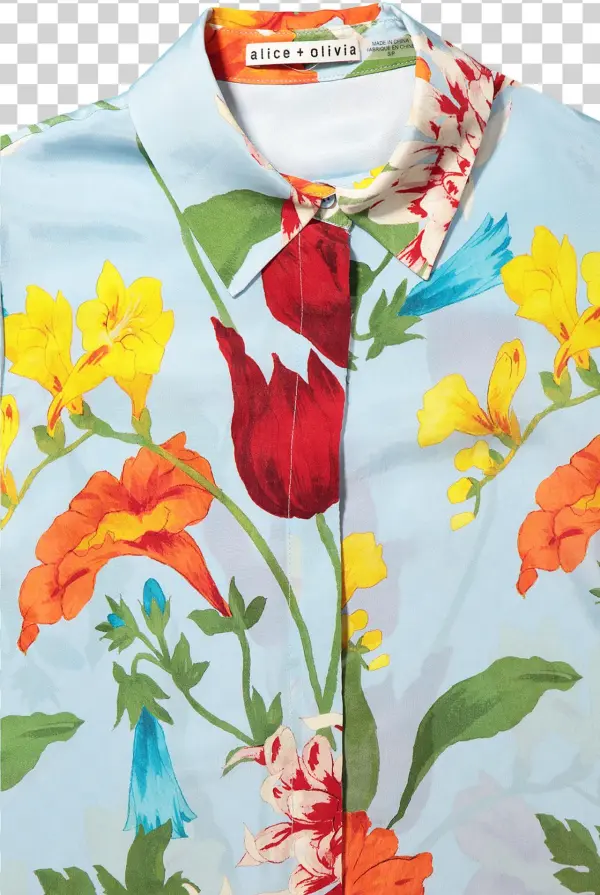 Short Sleeve Jem Shirt Dress Greenwich Garden Icy Blue