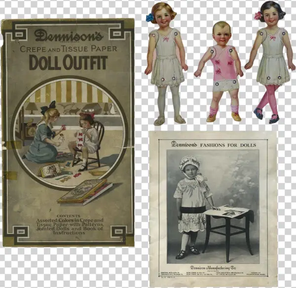 Boxed Dennison Riveted Paper Dolls, Clothes, Catalog,