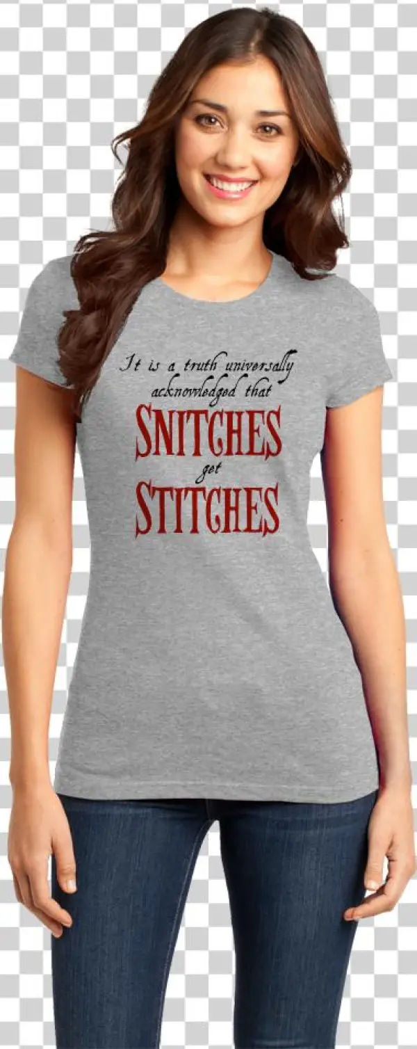 Girly Grey Snitches Get Stitches T-shirt
