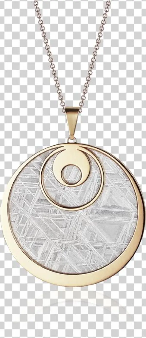 Meteorite Crop Circle Droplet Pendant In Yellow Gold