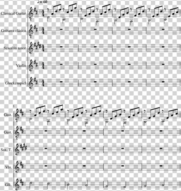 Canon In D Sheet Music For Violin, Guitar, Tenor Saxophone,