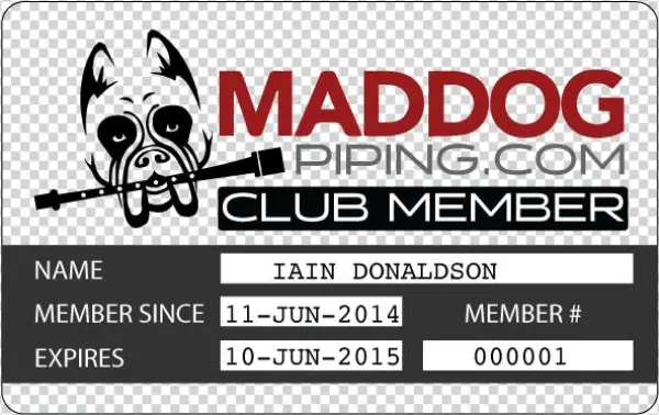 Maddog Piping Membership Card