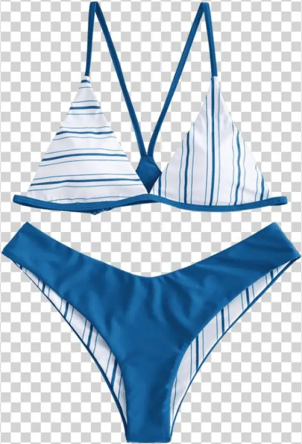 Y Zaful Back Bikini Set Striped S Ojos Azules Dq7qwt8r