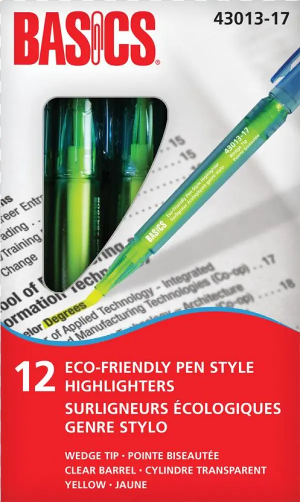 Basics® Eco-friendly Pen Style Highlighters