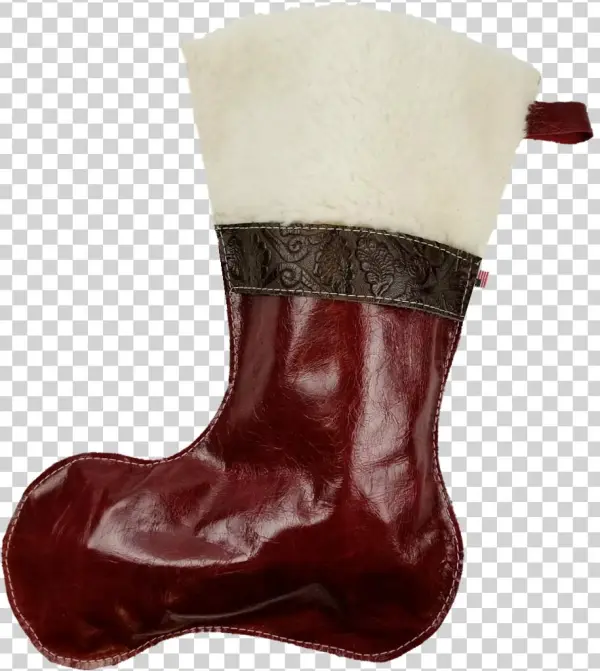 Christmas Stockings In Italian Red Leather With Wool