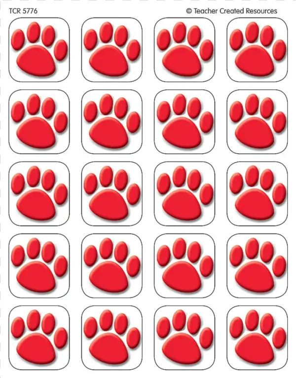 Tcr 5776 Red Paw Print Stickers
