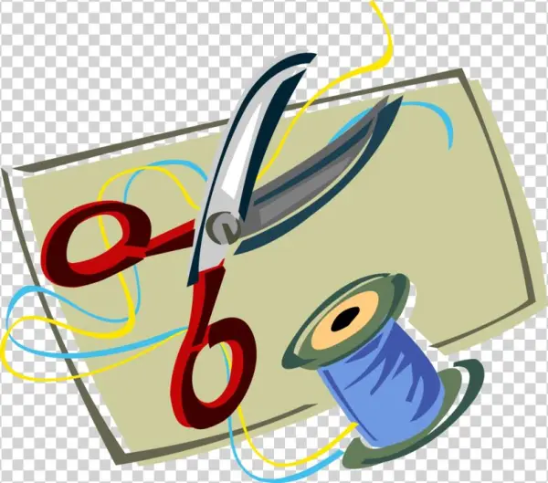 Vector Illustration Of Scissors With Sewing Spool Of