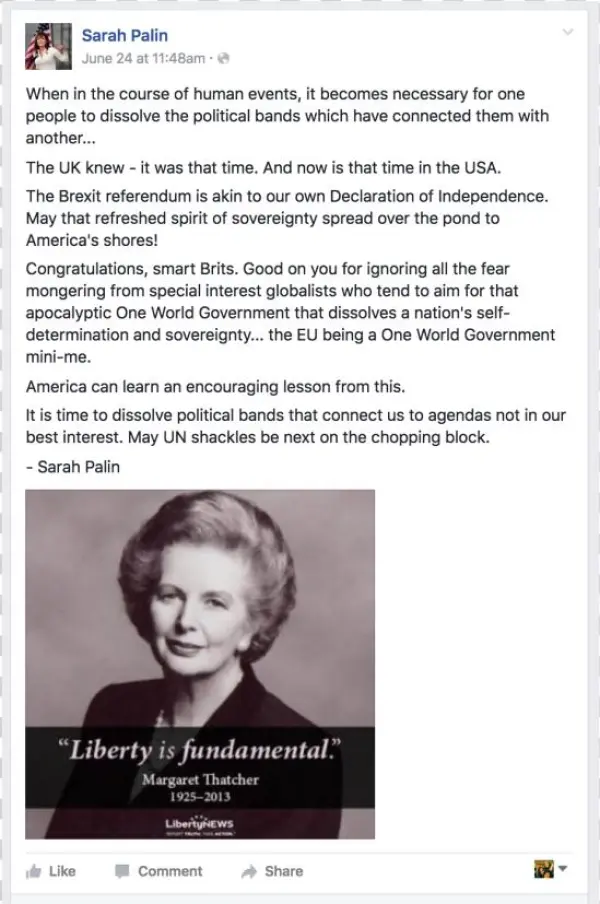 You Can Attempt To Read Sarah Palin's Post In Full