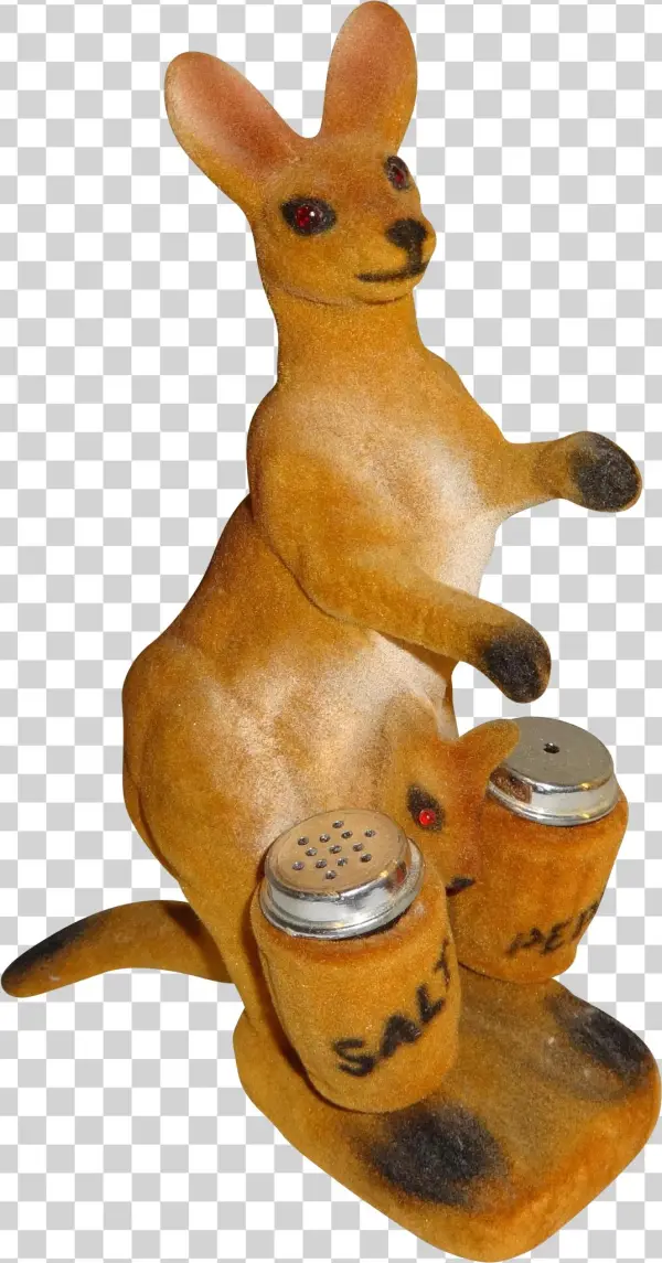 Flocked Kangaroo & Baby Salt And Pepper Shakers