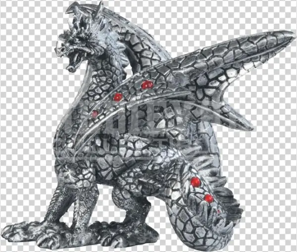 Small Silver Dragon Statue