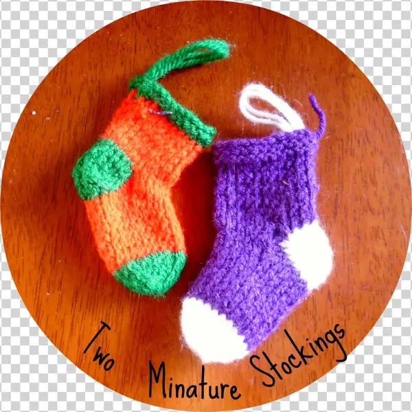 Two Miniture Knitted Stockings Minature Stockings