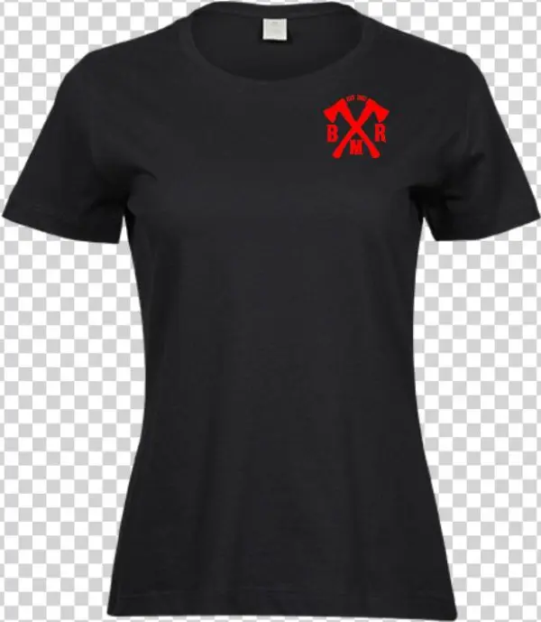 Black T-shirt For The Ladies With Red Designs