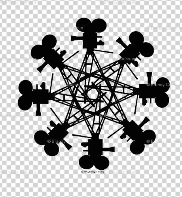 Vintage Movie Camera Kaleidoscope Blk Giftwrap - Paint Shop Pro Preset Shape Free