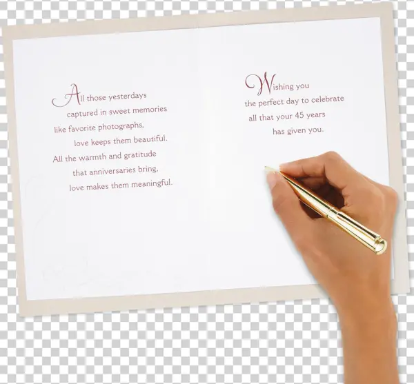Scrollwork 45th Anniversary Card - Calligraphy