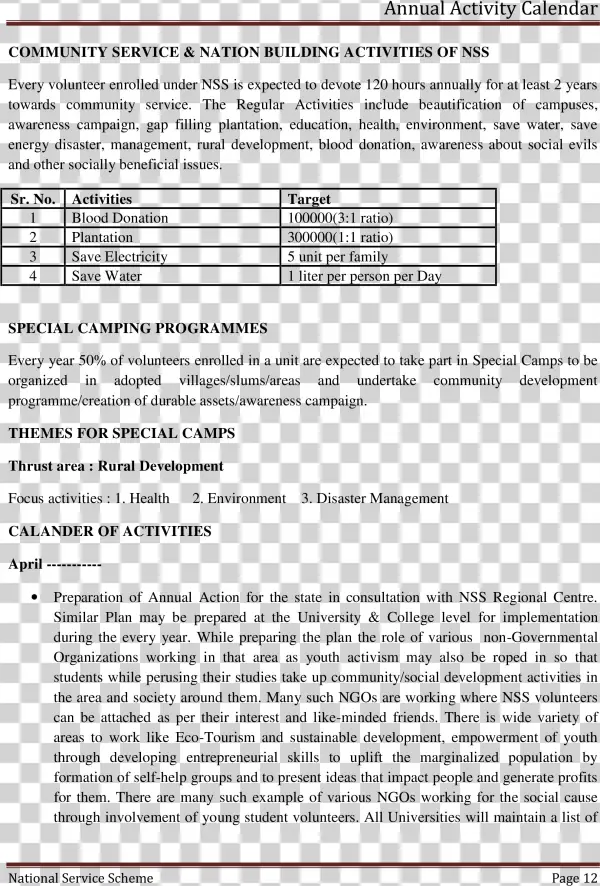 Annual Activity Calendar Main Image - Concept