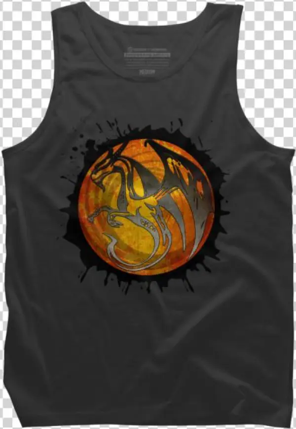 Orange Grunge Paint Splatter Dragon - Active Tank
