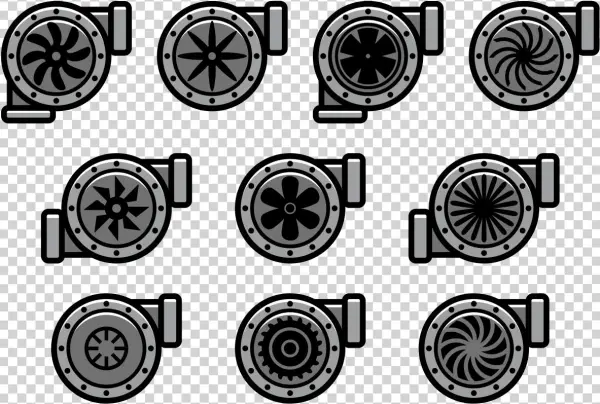 Turbocharger Vector Icons - Paper