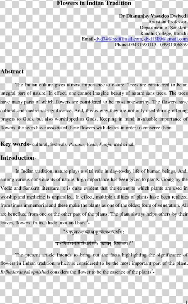 Flowers In Indian Tradition Published In Anusandhanika - Michael Jackson Will