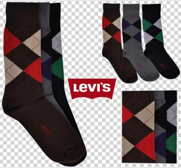 ~levis Diamond Pattern Socks Pack Of Three Pairs Grey - Sock