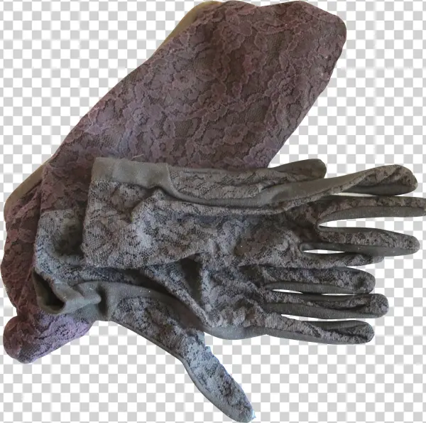 Vintage Black Lace Gloves And Clutch Purse - Sculpture