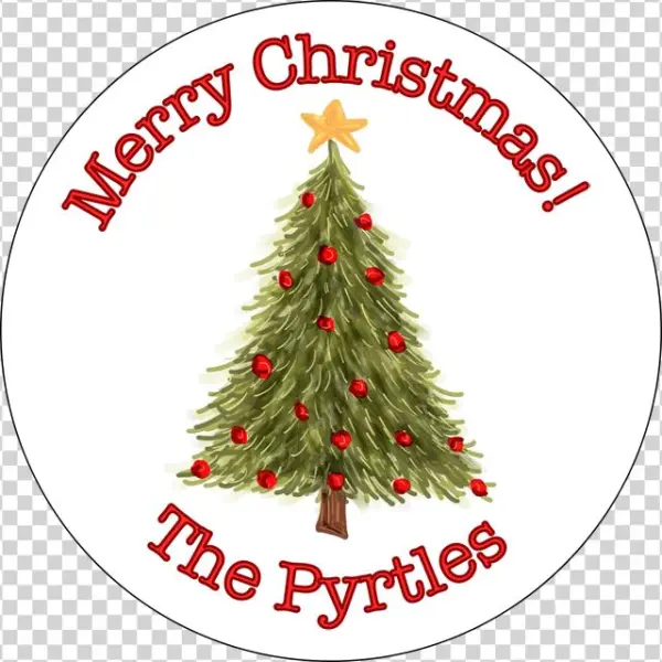 Watercolor Christmas Tree Round Gift Sticker - Rakyat Merdeka