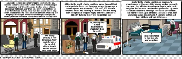 A Cigarette Contains Several Carcinogenic Chemicals, - Cartoon