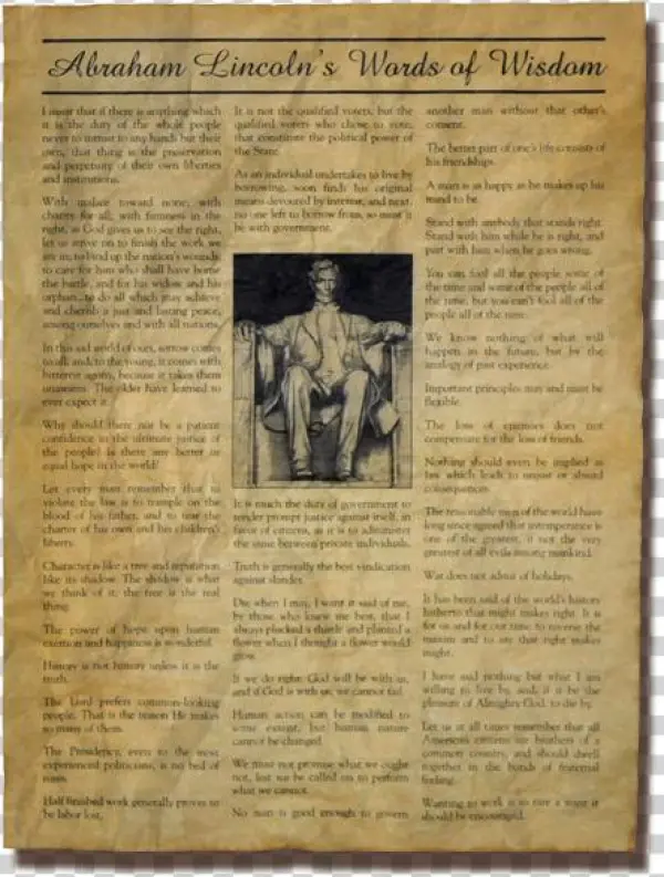 Abraham Lincoln's Words Of Wisdom - Newsprint