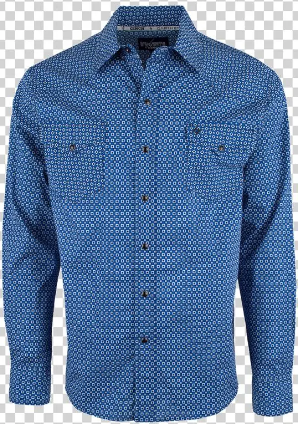 Garth Brooks Sevens By Cinch Blue Square Foulard Print - Active Shirt