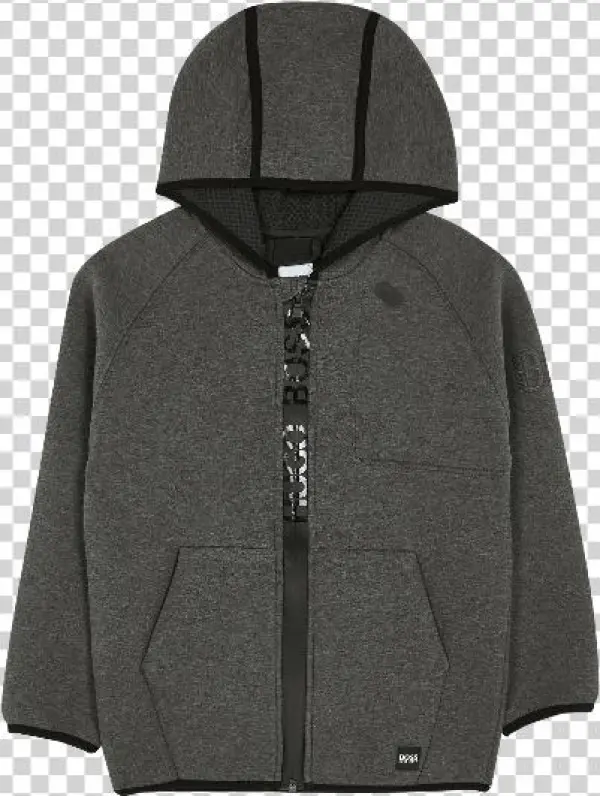 Gray Neoprene Hooded Jacket - Hoodie